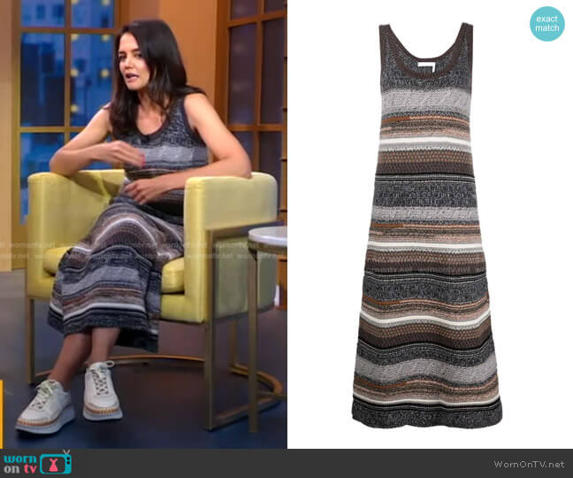 Chloe Striped Knit Colorblocked Maxi Dress worn by Katie Holmes on GMA