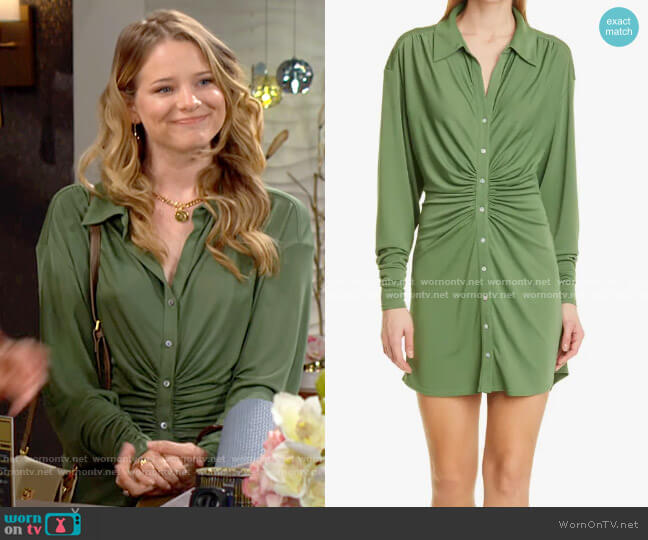 Cinq a Sept Arden Shirtdress worn by Summer Newman (Allison Lanier) on The Young and the Restless