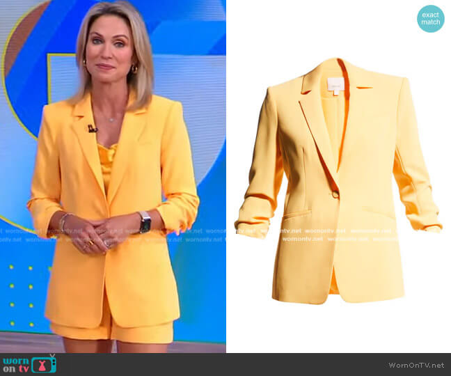 Khloe Crepe 3/4-Sleeve Blazer by Cinq a Sept worn by Amy Robach on Good Morning America