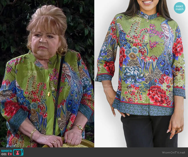 Flower and Peacock Blouse by Citron worn by Patrika Darbo on Days of our Lives