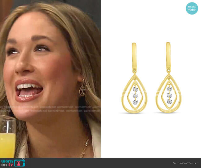 14K Yellow Gold Dashing Diamonds Chandelier Drop Earrings by Color Merchants worn by Rachel Recchia on The Bachelorette