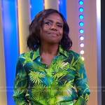 Deborah’s green leaf print blouse on Good Morning America