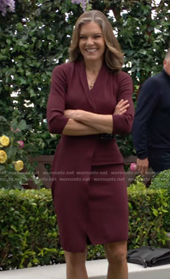 Diane's red buckled wrap dress on The Young and the Restless