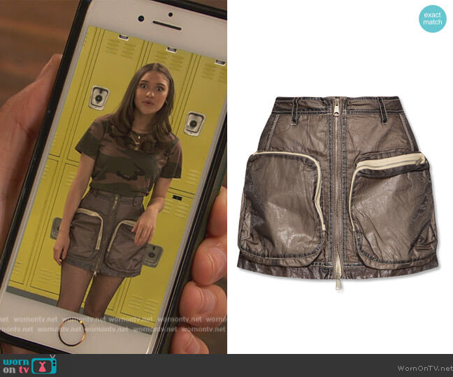 Pocket-detail A-line skirt by Diesel worn by Cami Rivera (Marissa Reyes) on Ravens Home