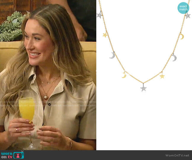 Dilamani Diamond Stars & Moons Necklace worn by Rachel Recchia on The Bachelorette