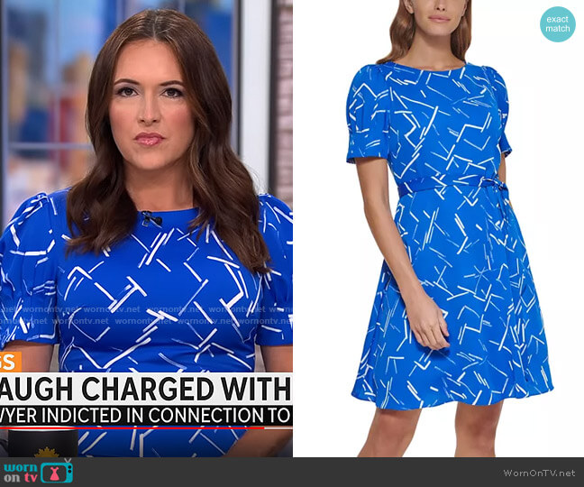 DKNY Puff Sleeve Tie Waist Dress worn by Nikki Battiste on CBS Mornings
