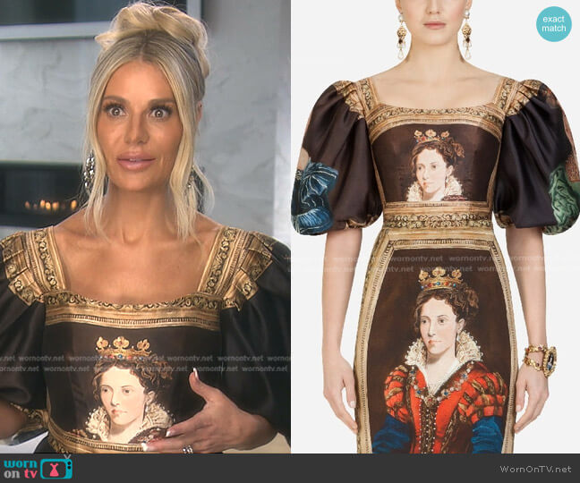 Dolce & Gabbana Renaissance-style Top In Queen-print Mikado worn by Dorit Kemsley on The Real Housewives of Beverly Hills