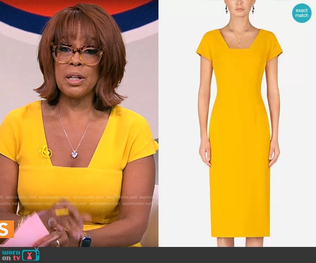 Dolce & Gabbana Cady Midi Dress worn by Gayle King on CBS Mornings