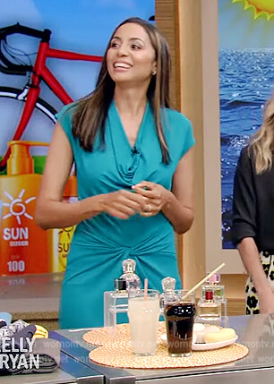 Dr. Holly Phillips blue tie front dress on Live with Kelly and Ryan