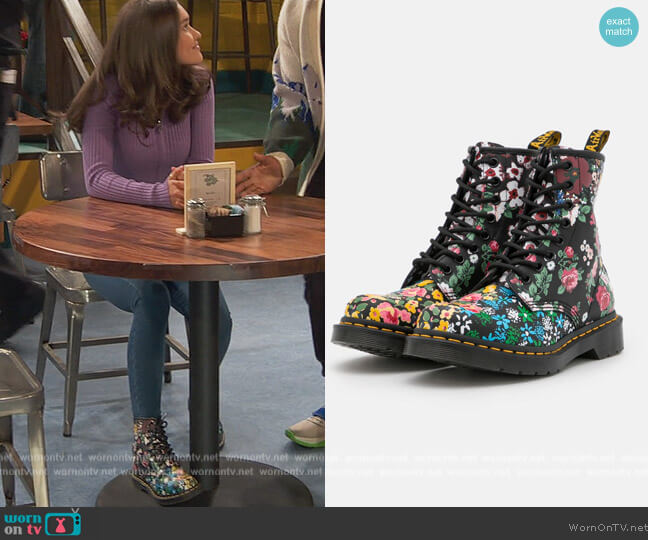Dr. Martens 1460 Pascal Floral Mash Up Lace-Up Boot worn by Cami Rivera (Marissa Reyes) on Ravens Home