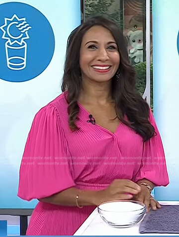Dr. Taz Bhatia’s pink pleated dress on Today