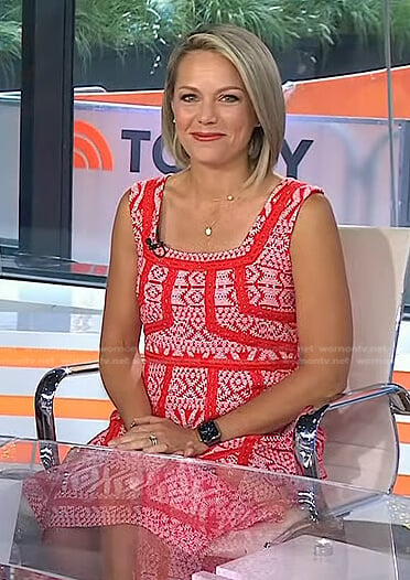 Dylan’s red embroidered dress on Today