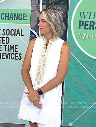 Dylan’s white embroidered shift dress on Today