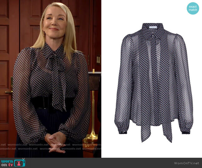 Equipment Linneta Blouse worn by Lily Winters (Christel Khalil) on The Young and the Restless