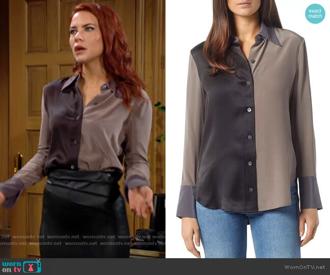 Equipment Quinne Silk Two Tone Blouse worn by Sally Spectra (Courtney Hope) on The Young and the Restless