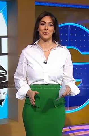 Erielle’s green pencil skirt on Good Morning America