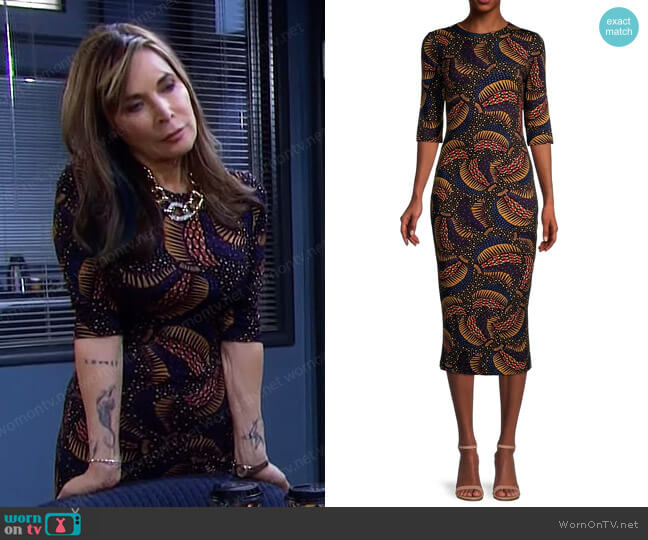 Wild Bananas Jersey Dress by Farm Rio worn by Kate Roberts (Lauren Koslow) on Days of our Lives