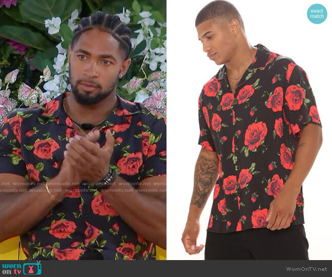 Fashion Nova All Over Rose Short Sleeve Woven Top worn by Jesse Bray on Love Island USA