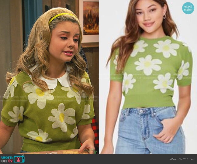 Floral Sweater-Knit Top by Forever 21 worn by Destiny Baker (Mallory James Mahoney) on Bunkd