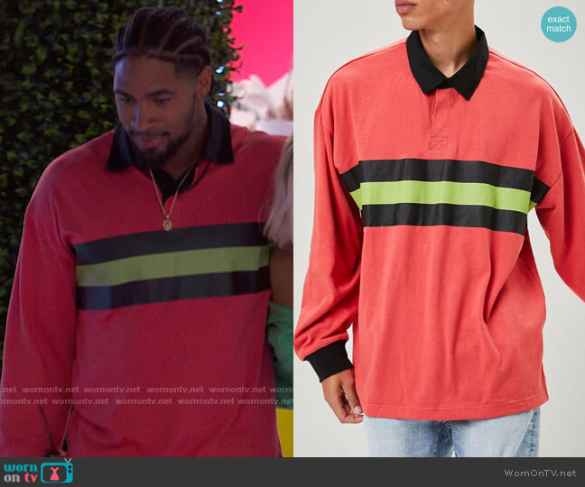 Forever 21 Striped-Panel Polo Shirt worn by Jesse Bray on Love Island USA