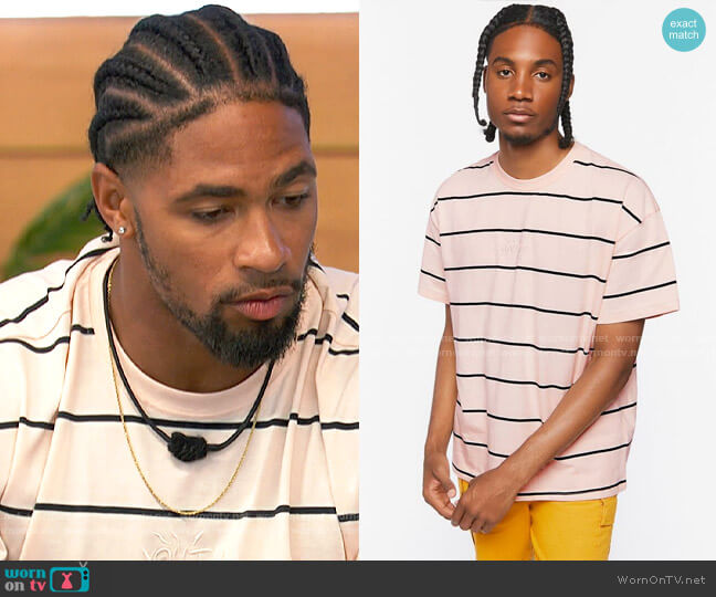 Forever 21 Striped Crew Tee worn by Jesse Bray on Love Island USA