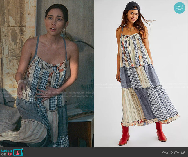 Margaret Patchwork Midi Dress by Free People worn by Isabella (Priscilla Quintana) on Good Trouble