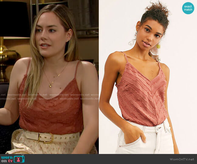 Free People Fade Away Cami in Terracotta worn by Hope Logan (Annika Noelle) on The Bold and the Beautiful