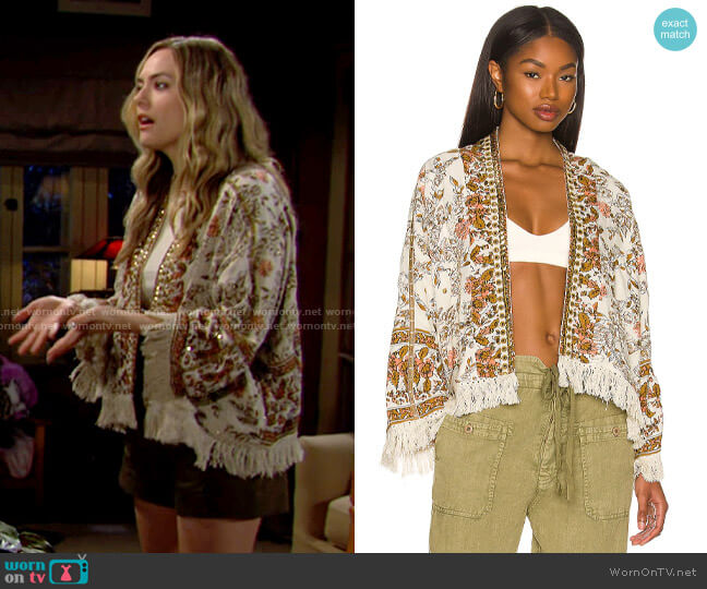 Free People Rays of Light Jacket worn by Hope Logan (Annika Noelle) on The Bold and the Beautiful