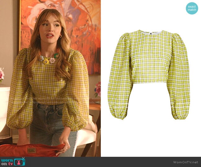 Organza Top by Ganni worn by Kirby Anders (Maddison Brown) on Dynasty