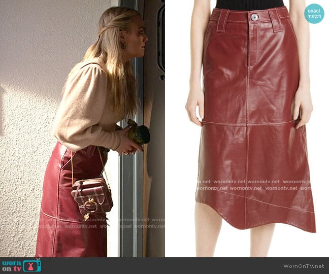 Ganni Lamb Leather Skirt worn by Maggie (Rebecca Rittenhouse) on Maggie