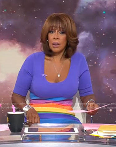 Gayle King’s rainbow striped dress on CBS Mornings