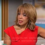 Gayle’s red asymmetric neck dress on CBS Mornings