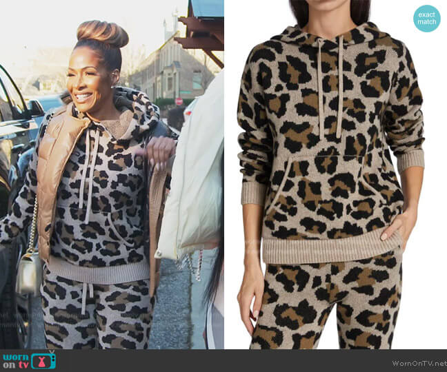 Generation Love Chiara Leopard Print Hoodie and Pants worn by Sheree Whitefield on The Real Housewives of Atlanta