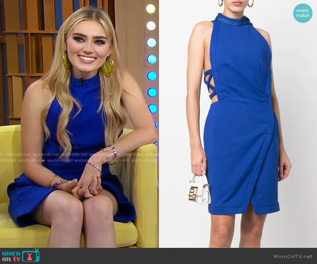 High-Neck Sleeveless Midi Dress by Genny worn by Meg Donnelly on GMA