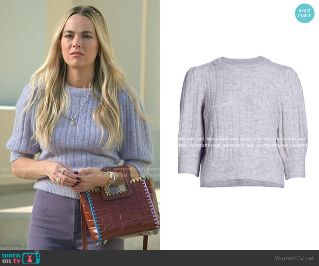 Gestuz Ribbed Puff-Sleeve Sweater worn by Maggie (Rebecca Rittenhouse) on Maggie