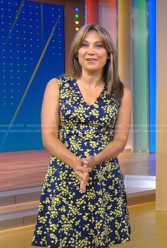 Ginger’s blue and yellow floral dress on Good Morning America