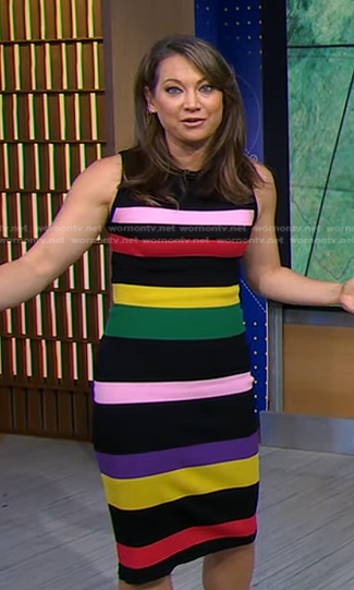 Ginger’s multicolor striped sleeveless dress on Good Morning America