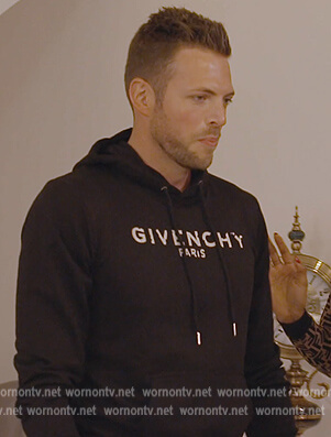 Brian’s black Givenchy logo hoodie on The Real Housewives of Dubai