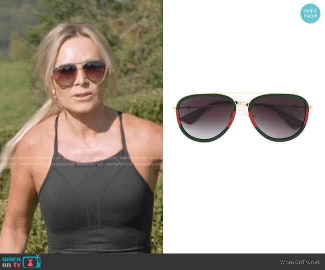 Aviator Shaped Sunglasses by Gucci worn by Tamra Judge on The Real Housewives Ultimate Girls Trip