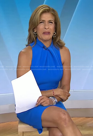 Hoda’s blue twist neck dress on Today