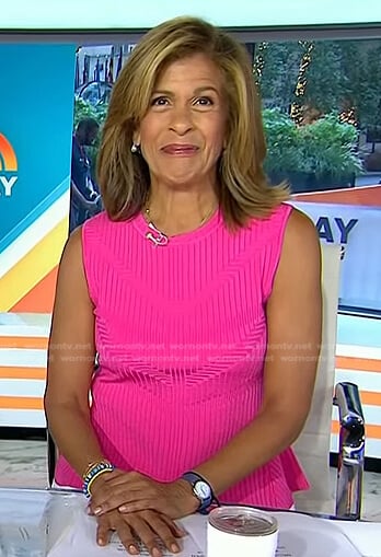 Hoda’s pink ribbed peplum top on Today