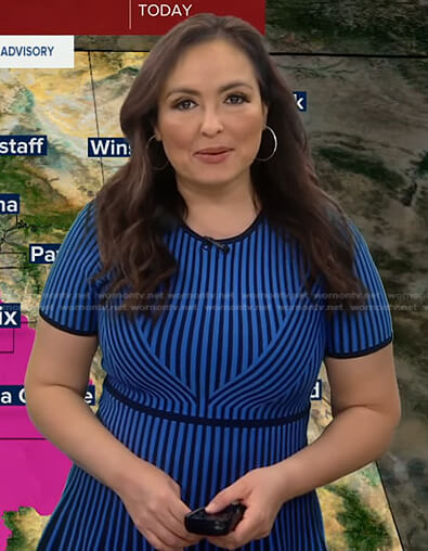 Iris Hermosillo’s blue striped dress on Good Morning America