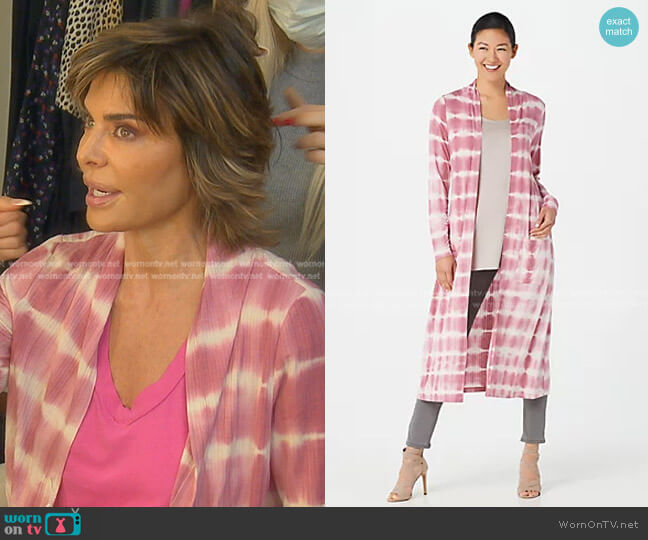 Lisa Rinna Collection Tie-Dye Duster Cardigan worn by Lisa Rinna on The Real Housewives of Beverly Hills