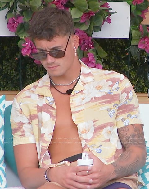 Isaiah’s floral and butterfly print shirt on Love Island USA