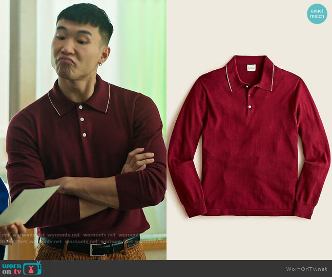 J. Crew Cotton-silk Tipped-collar Sweater worn by Nicholas (Joel Kim Booster) on Loot
