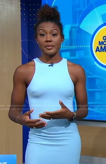 Janai’s light blue sleeveless dress on Good Morning America