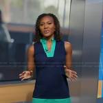 Janai’s navy and green colorblock dress on Good Morning America