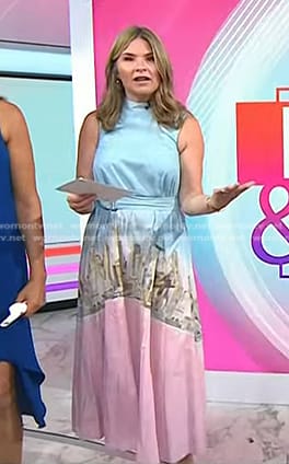 Jenna's blue and pink printed belted dress on Today