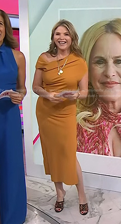 Jenna’s orange one off-shoulder dress on Today