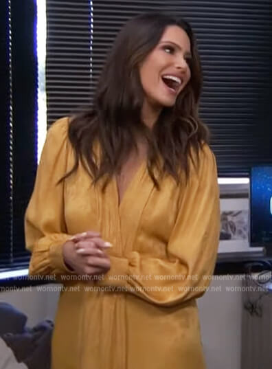 Jennifer's yellow silk surplice dress on Extra